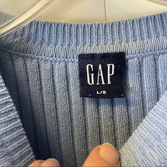 GAP ribbed blue crew neck sweater large - Picture 4 of 5